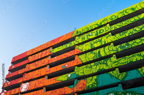 Colorful building with painted walls