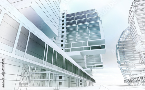 Sketch of the business center. From drawing to implementation.