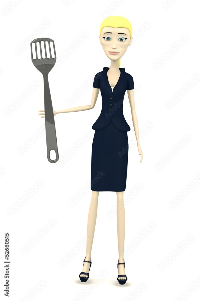 3d render of cartoon character with kitchen untensil 3d render of cartoon character with kitchen untensil
