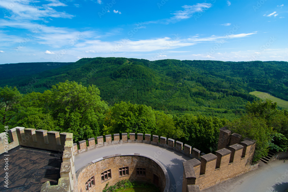 Hohenzollern Castle walls and surrounding forests