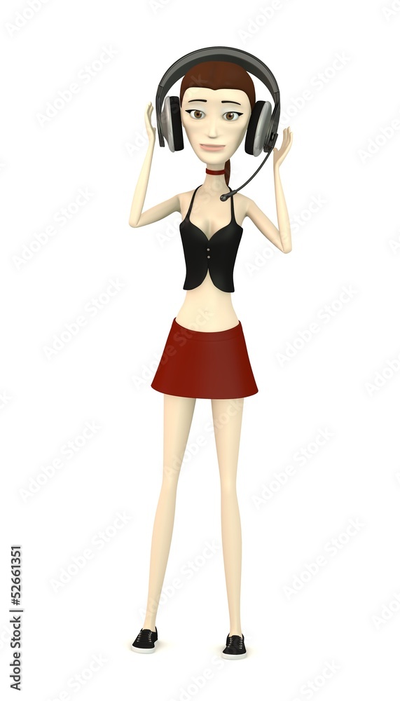3d render of cartoon character with headphones 3d render of cartoon character with headphones