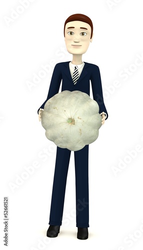 3d render of cartoon character with summer squash photo