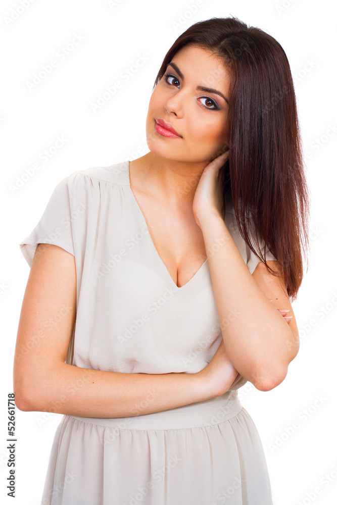 Portrait of a beautiful young woman in dress Portrait of a beautiful young woman in dress