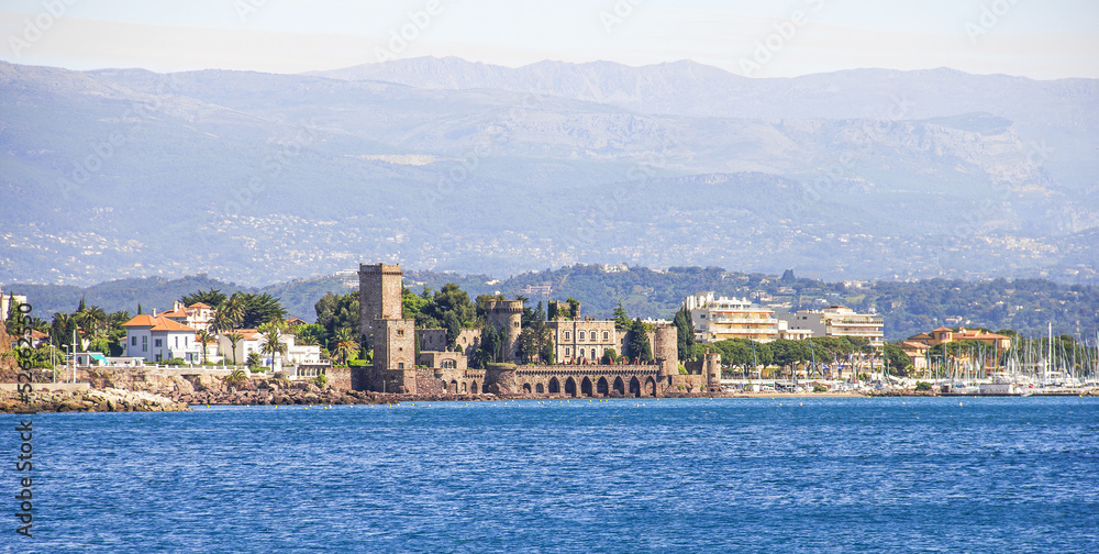 La Napoule and the castle from the sea, south of France