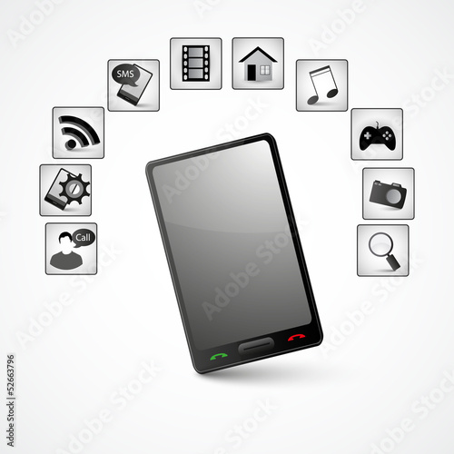 Vector Concept communicator with app icons.