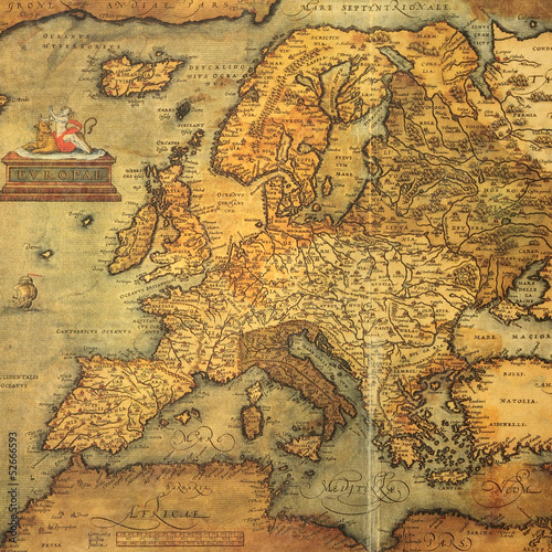 Reproduction of 16th century map of Europe