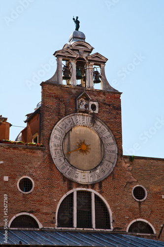 The clock on the Church in Venice