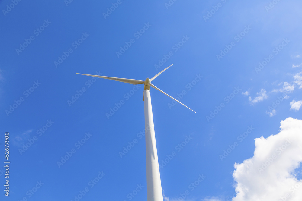 wind turbine generating electricity on blue sky wind turbine generating electricity on blue sky