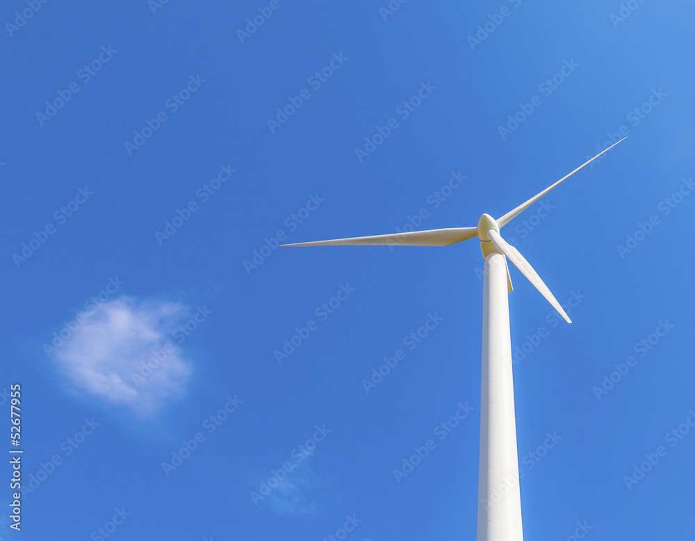 wind turbine generating electricity on blue sky wind turbine generating electricity on blue sky