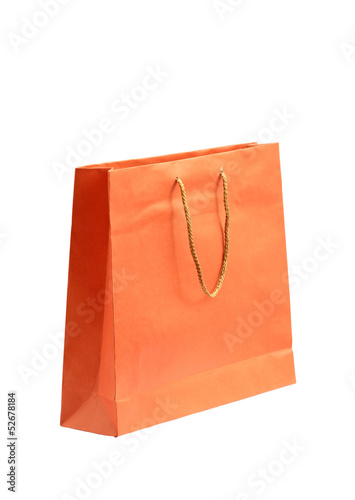 Orange shopping bag isolated on white background