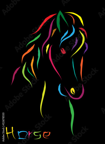 Vector image of a horse on a black background