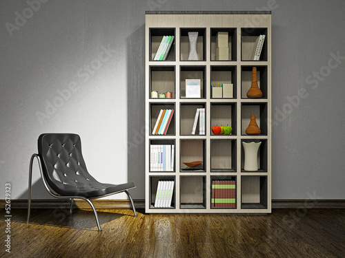 Armchair and shelf