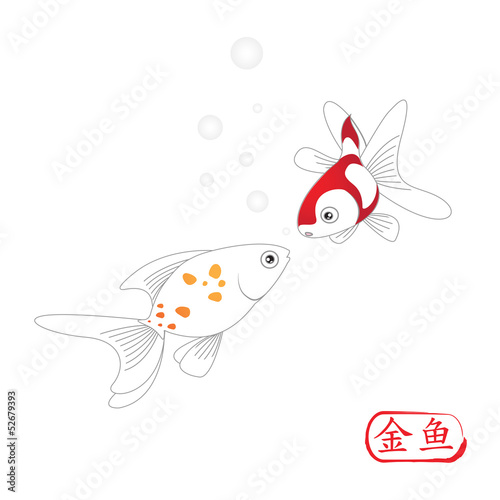golden fish on white background