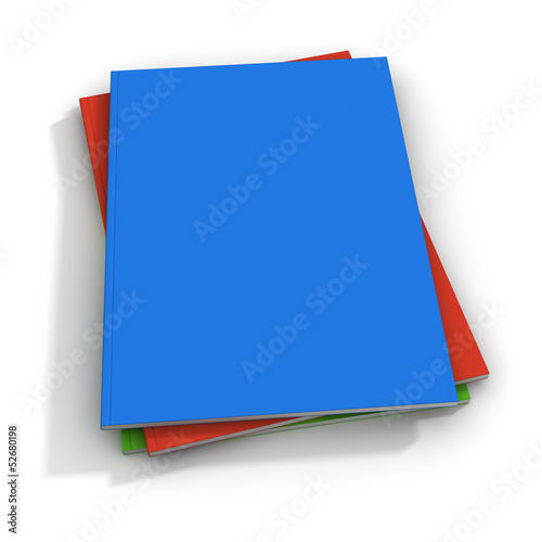 Blank/empty colorful magazine covers on white background.