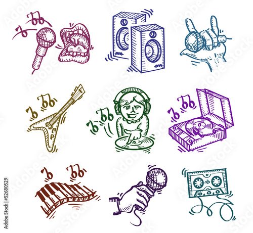 Set of icons. Author's illustration in vector