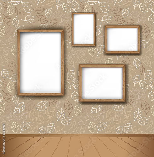 Vector interior. Frames on the wall