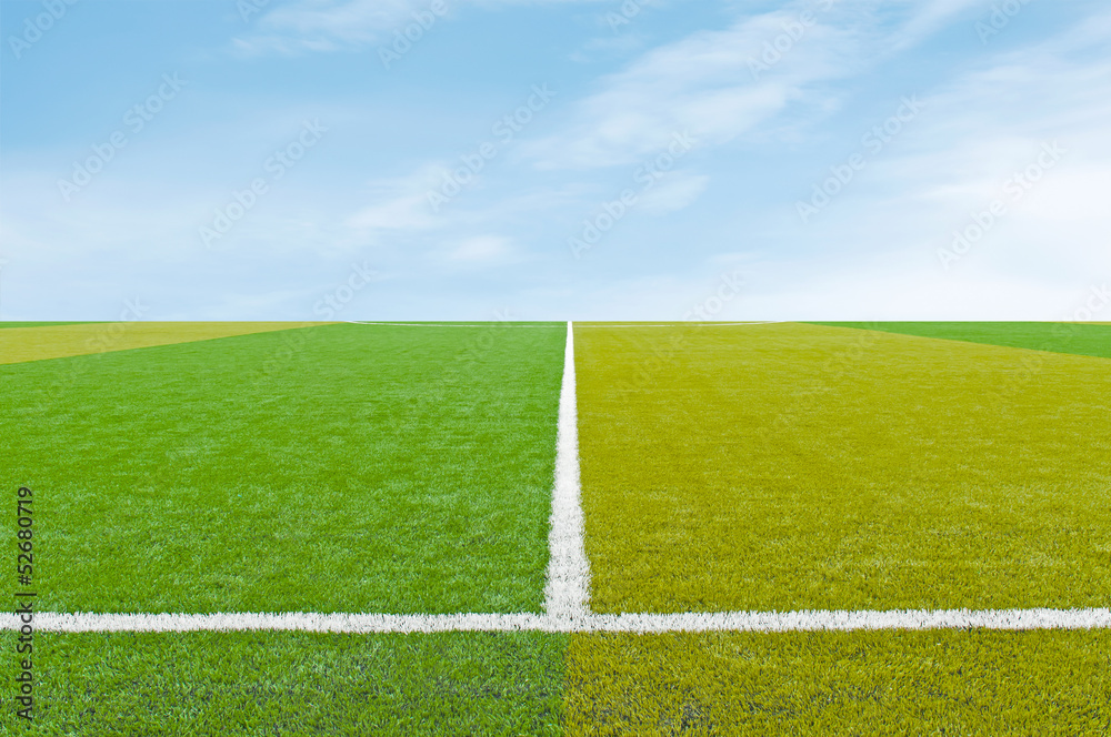 Artificial Soccer Field with blue sky