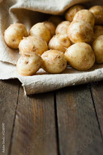 Fresh unpeeled baby potatoes