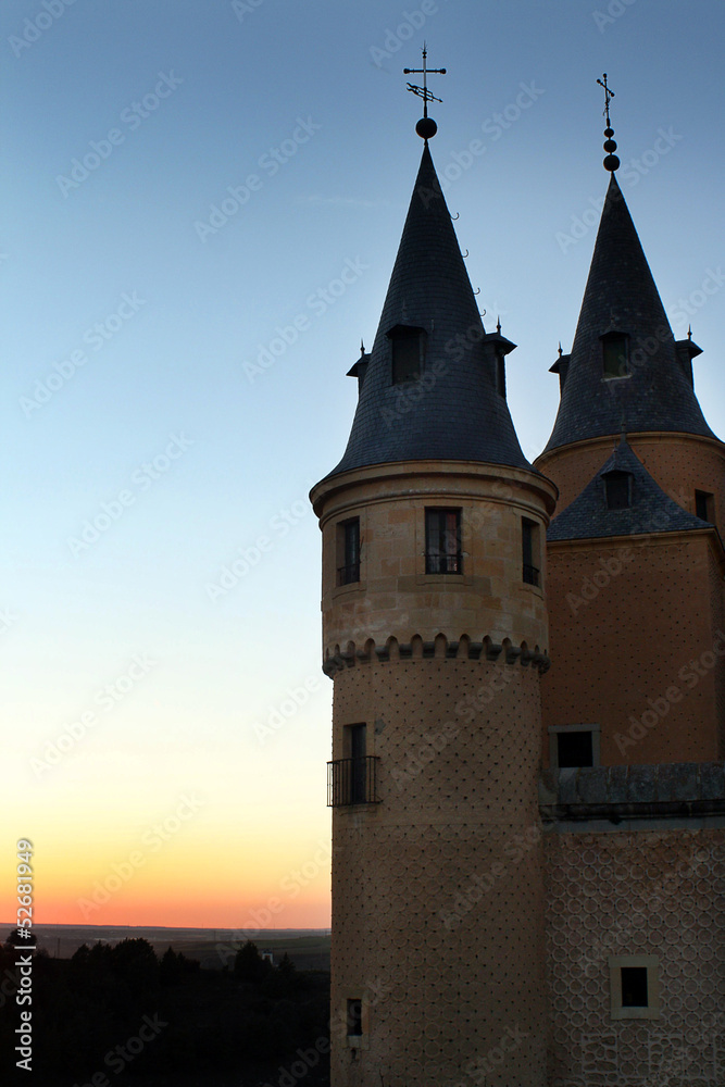 Sunset in Spain, fortification of Alcazar of Segovia Sunset in Spain, fortification of Alcazar of Segovia