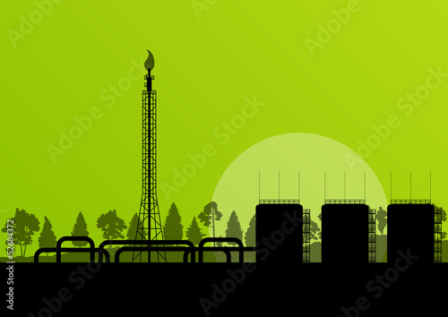 Oil refinery industrial factory landscape illustration backgroun