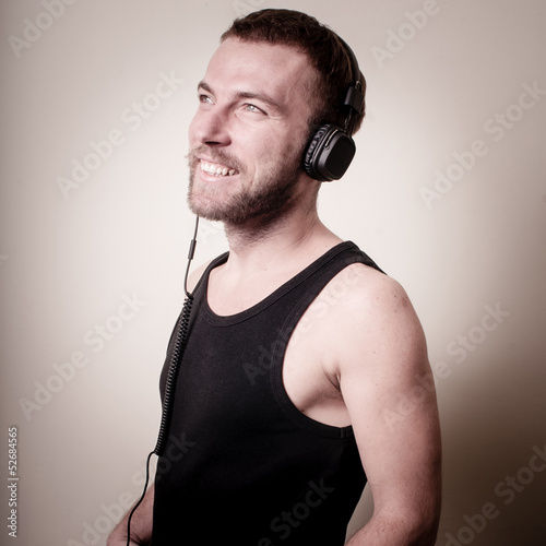 stylish hipster listening to music