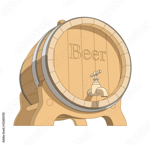 wooden tun with beer vector illustration isolated on white