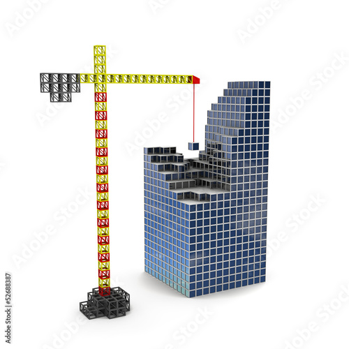 Сrane builds a skyscraper