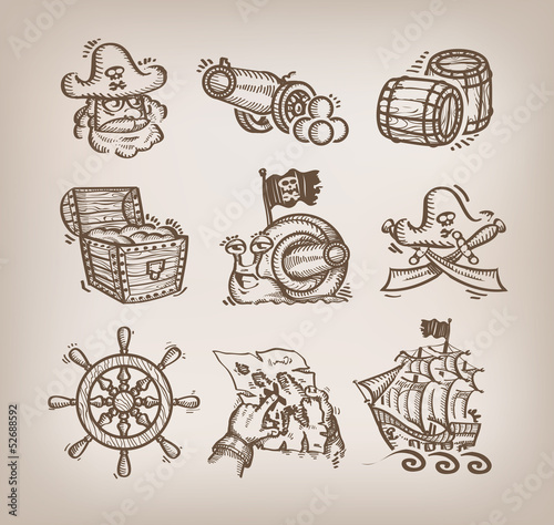 Set of icons. Author's illustration in vector