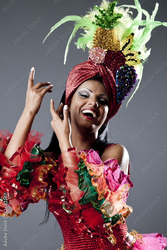 Brazilian Samba Dancer wearing Carmen Miranda Costume Stock Photo | Adobe  Stock