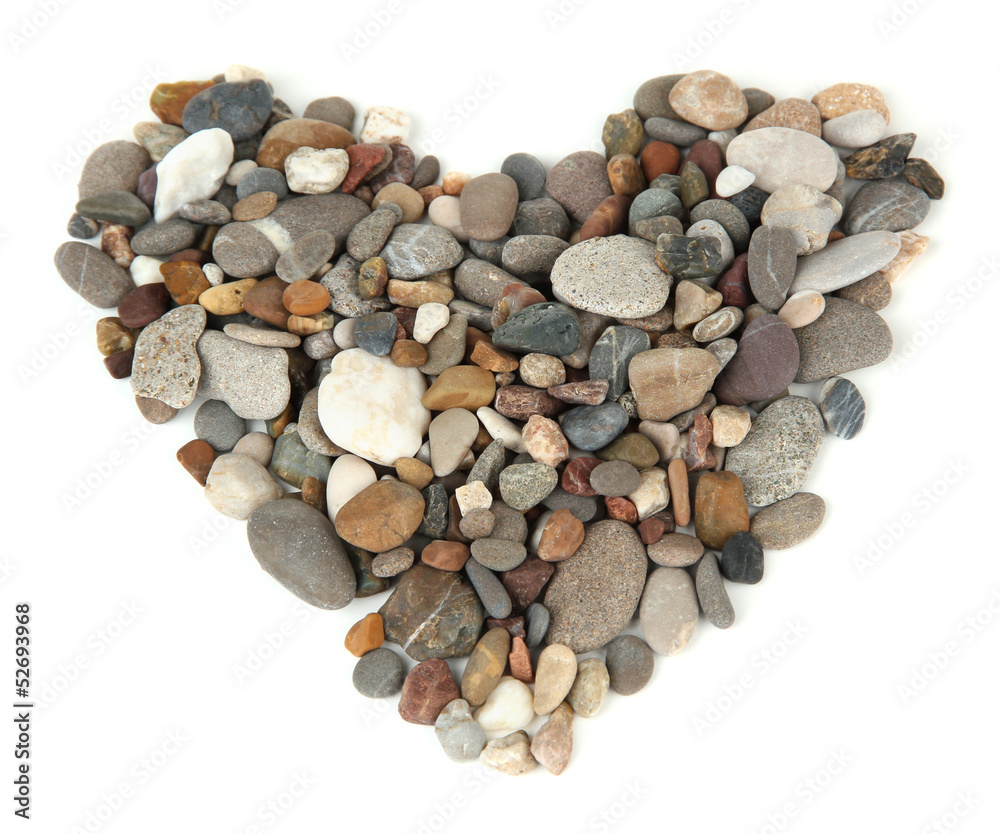 Sea stones heart isolated on white Sea stones heart isolated on white