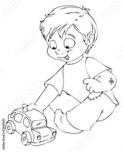Junge, Kind, Schulkind, spielen, Auto, Spielzeug
