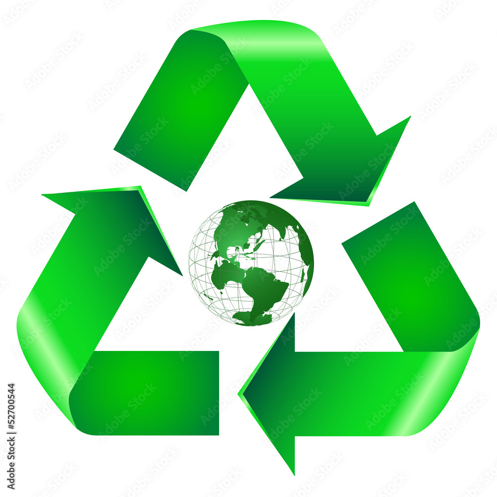 Recycle Symbol With Green Earth