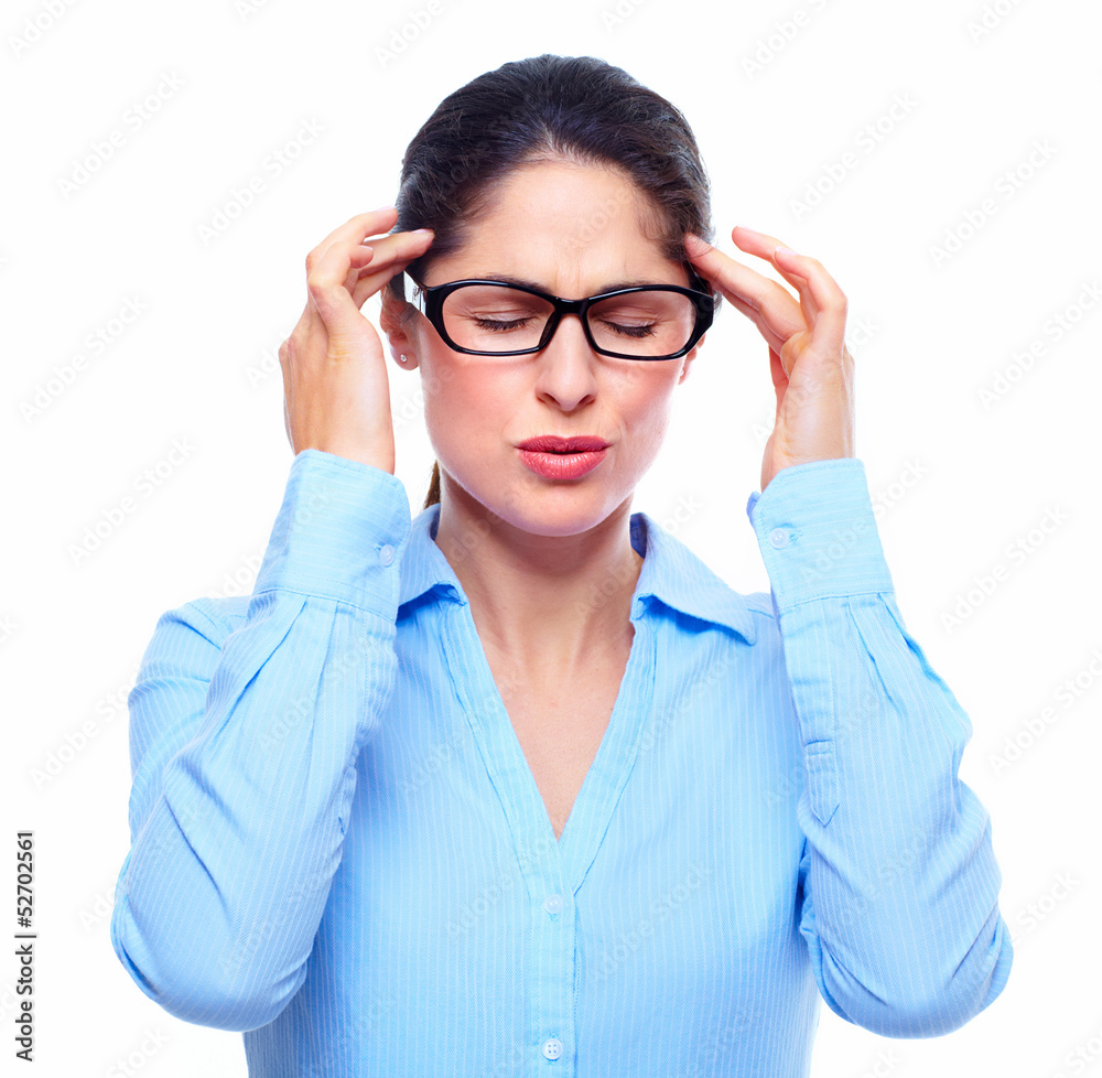 Young woman with headache. Young woman with headache.