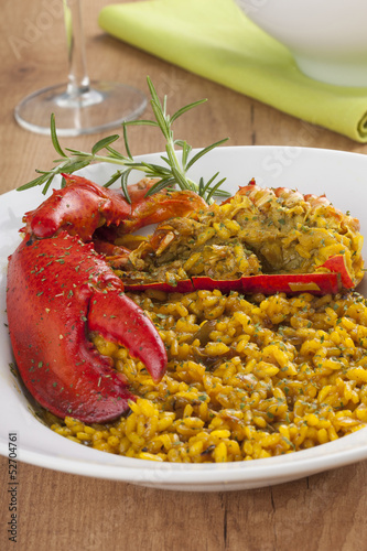 Clawed Lobster with yellow rice