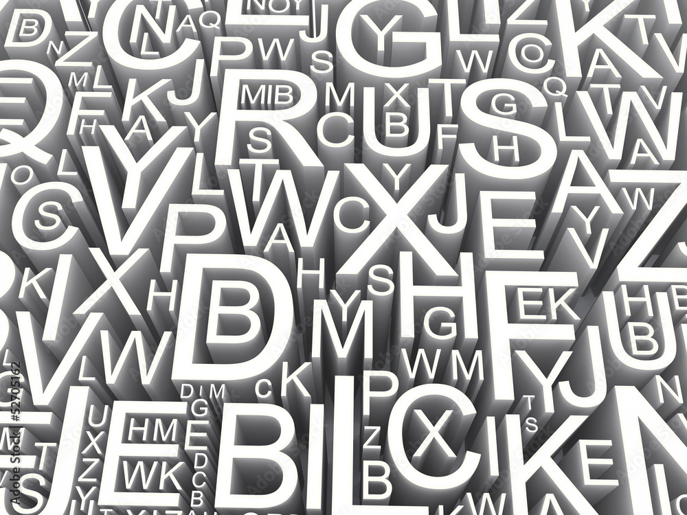 letters of the English alphabet. letters of the English alphabet.