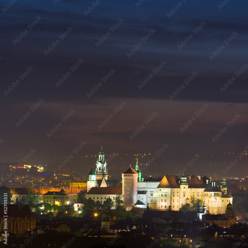 Night scene in Krakow, Poland