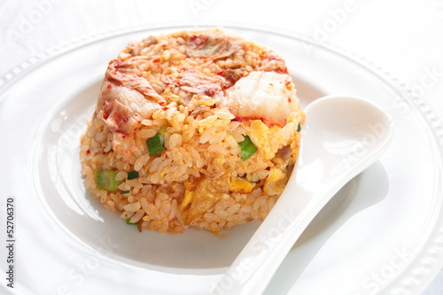 korean cuisine, kimchi and pork fried rice