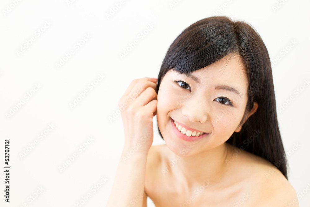 attractive asian woman skin care image