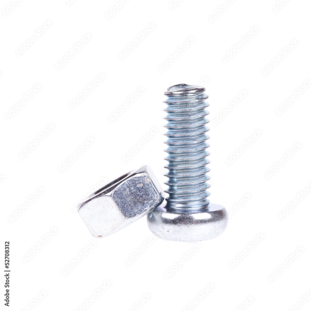 Screw and nut isolated on white background Screw and nut isolated on white background