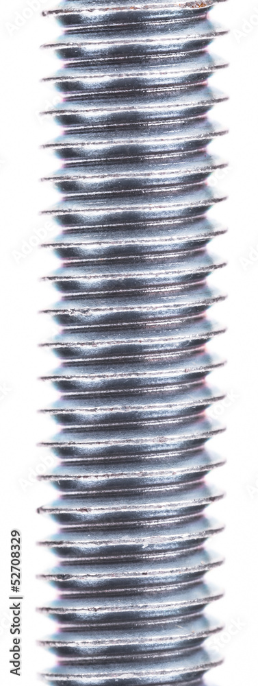Thread of a screw close up isolated on white background Thread of a screw close up isolated on white background