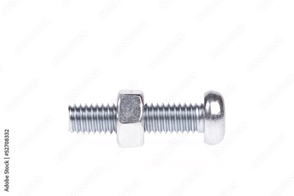 Screw and nut isolated on white background Screw and nut isolated on white background