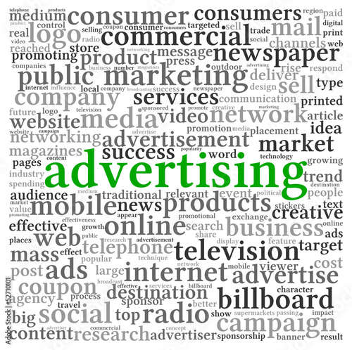 Advertising concept in word tag cloud