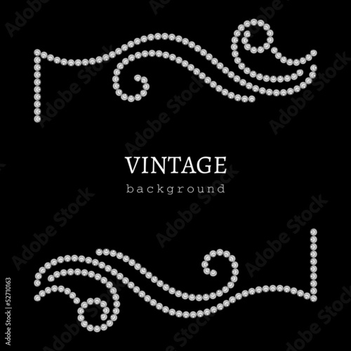 Jewelry frame on black, decorative element for design