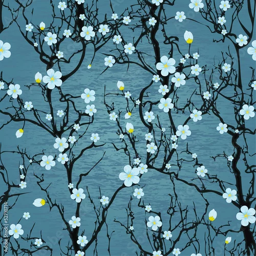 Tapety Wzór drzewa bez szwu. Japoński kwiat wiśni