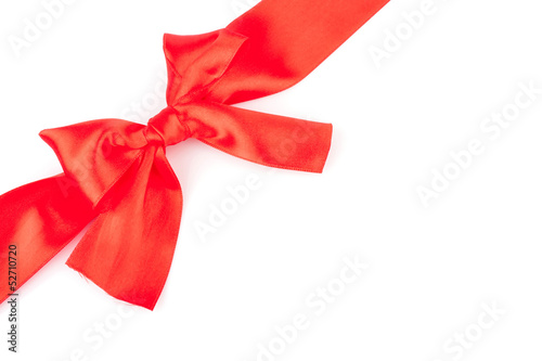 red ribbon bow isolated on white background, celebration photo