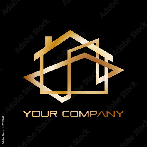 Vector golden Logo house, real estate agency