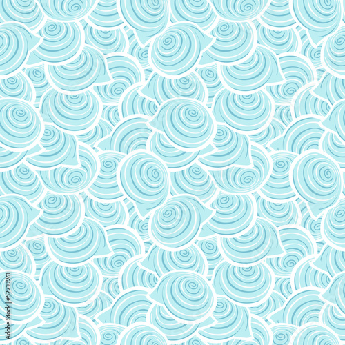 Bright seamless pattern with spiral shells