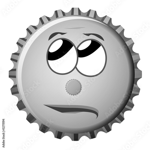 Kronkorken Smiley Nachdenklich