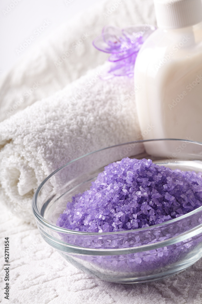 bath salt with towel