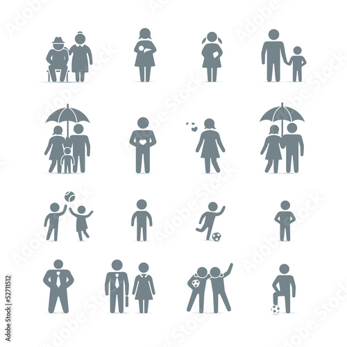 Family and friends icon set